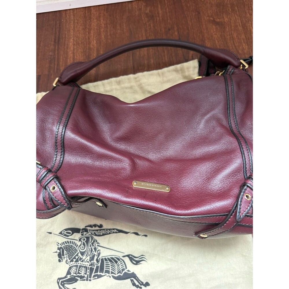 Burberry 2013 Trench Leather Ledbury Convertible Hobo Shoulder Handbag Blood Red - Picture 2 of 12
